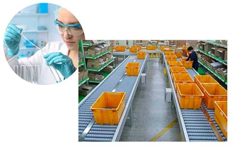 Förderbandsystem in einem pharmazeutischen Online-Unternehmen