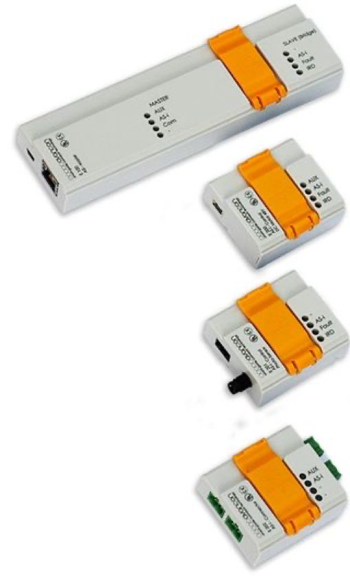 Feldbus-Steuerungselemente von AS-interface für Förderanlagen, AS-i Steuerungen für Förderanlagen, AS-i Master, AS-i Slaves, AS-i Sensoren